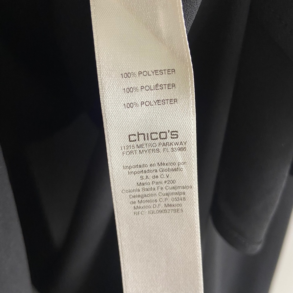 Chico's Black Button Down Shirt Long Sleeve Pocket Blouse Size 2 Large - Picture 8 of 9